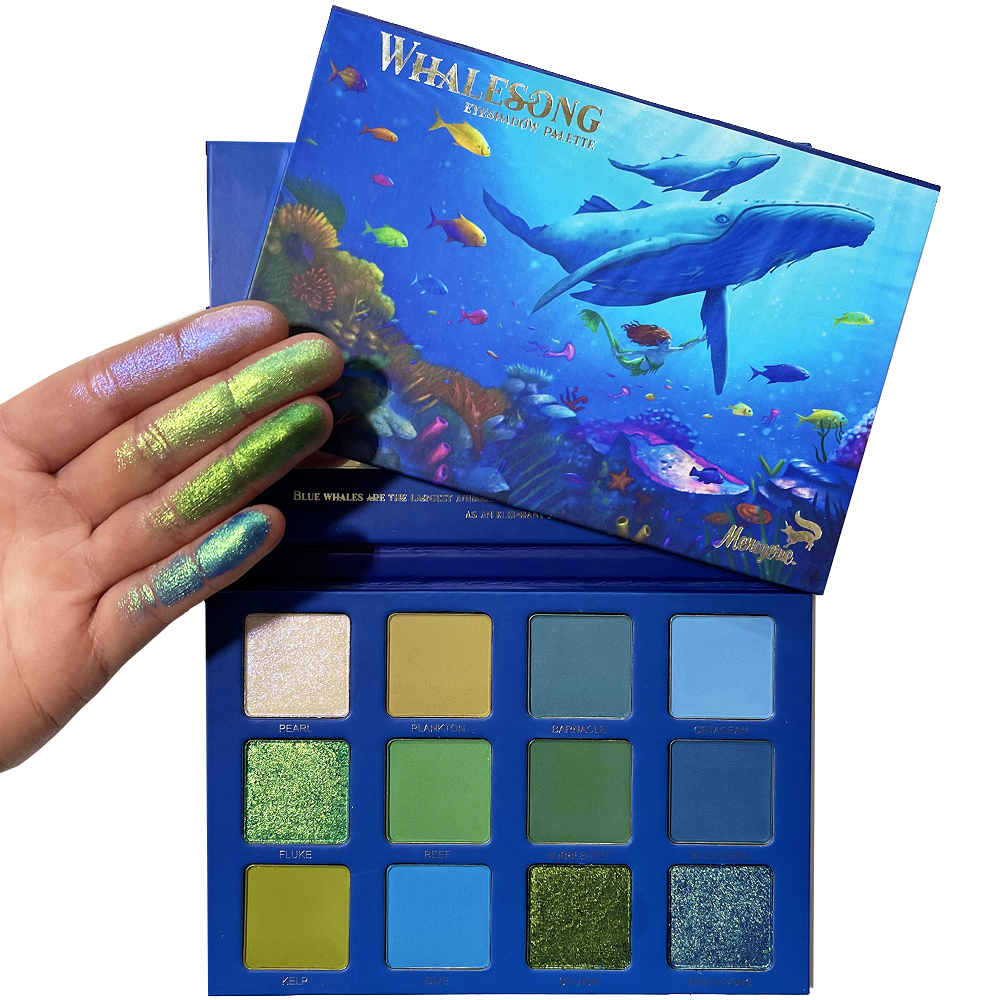 Talc-Free Whalesong Eyeshadow Palette - 12 Shade Vegan Blue Talc-Free Whalesong Eyeshadow Palette - 12 Shade Vegan Blue