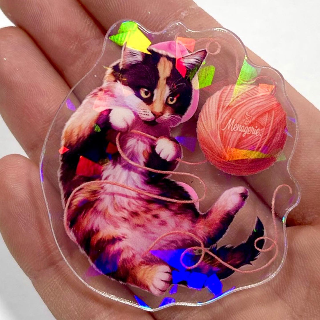 Holographic Calico Kitten Pin