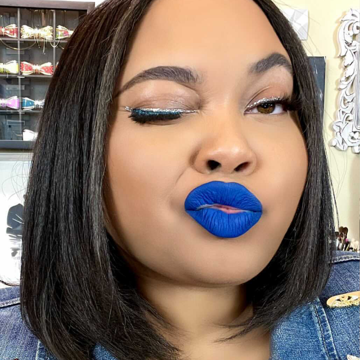 Bright blue liquid lipstick deals